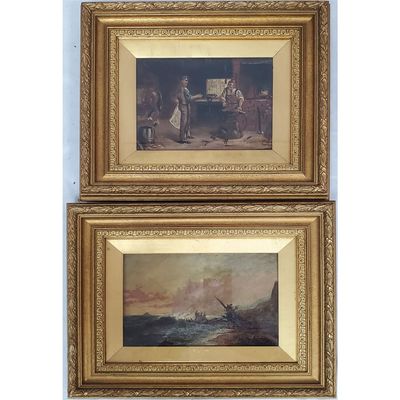 Lot of 2 Antique 19th C. British Signed Paintings