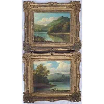 Lot of 2 Antiques Paintings Oil on Canvas
