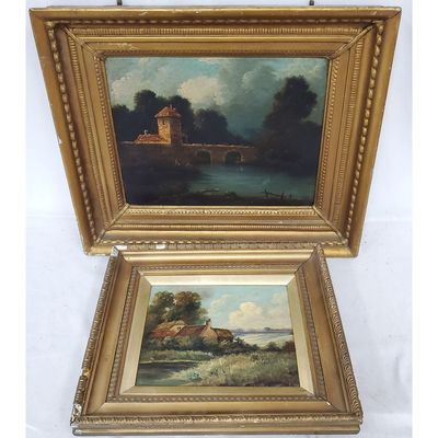 Lot of 2 Antique 19th C. Paintings