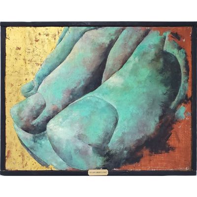 Signed Painting Oil on Board "Toes As Icon"