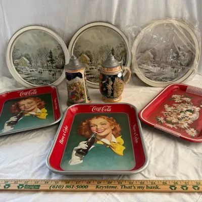 Vintage Tin Trays & German Steins