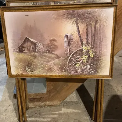 Set Of Four Vintage Tv Trays