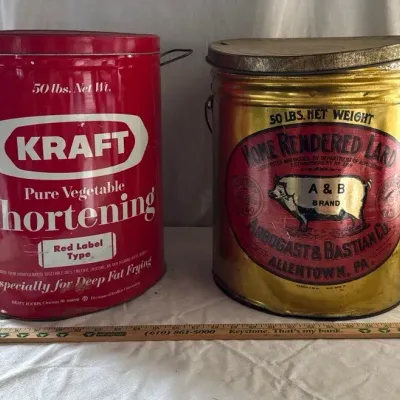 2 vintage Lard Tins