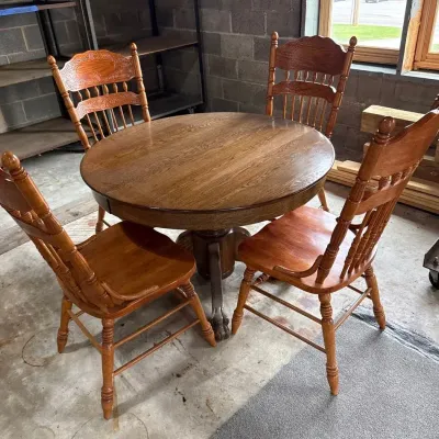 Vintage Wooden Table & 4 Chairs