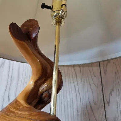 Handcrafted rustic table lamp with organic twisted juniper wood base (1 of 2)