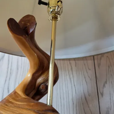 Handcrafted rustic table lamp with organic twisted juniper wood base (1 of 2)