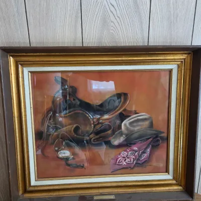 Framed wall art My gold watch & Saddle Barbara Schffner 1973