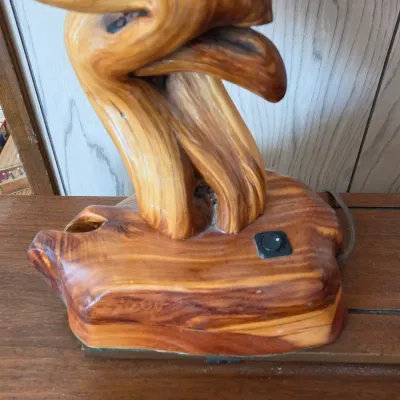 Handcrafted rustic table lamp with organic twisted juniper wood base (1 of 2)
