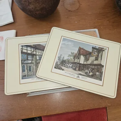 Sale Photo Thumbnail #54: Vintage cork backed placemats 