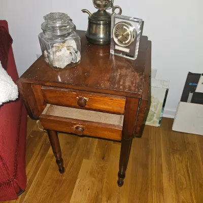 Sale Photo Thumbnail #89: Antique Wooden drop leaf Side Table x 2
