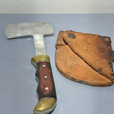 Old Smokey Cleaver & Stainless Pakistan Hatchet with Leather Sheath