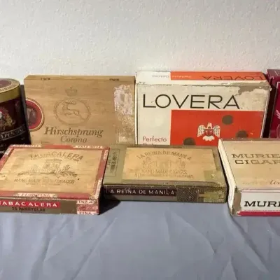 Assorted Vintage Cigar Boxes & Tins – 9-Piece Advertising Lot