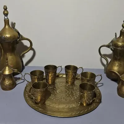 Handcrafted Brass Middle Eastern Service Set – 11 Pieces