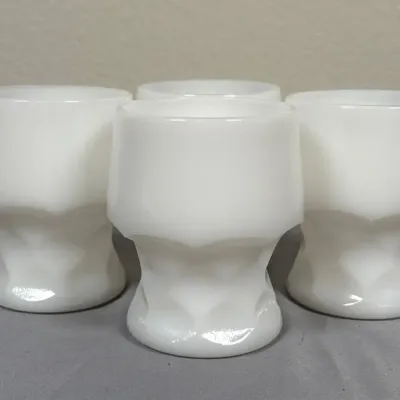 Unique Design White Milk-Glass Pedestal Cups – Set of 10
