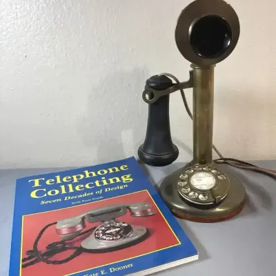 Candlestick Rotary Dial Telephone with Telephone Collecting Reference Book
