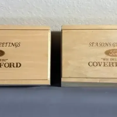 Covert Ford Seasons Greetings Slide-Lid Wood Boxes – Pair
