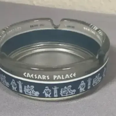 Vintage Caesars Palace Las Vegas Blue-Band Glass Ashtray
