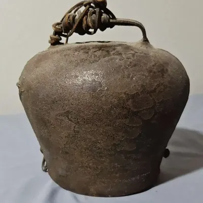 Large Rustic Metal Cowbell with Leather Strap
