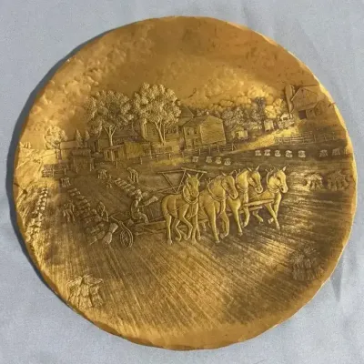 Wendell August Forge Solid Bronze Horse & Farm Wall Plate