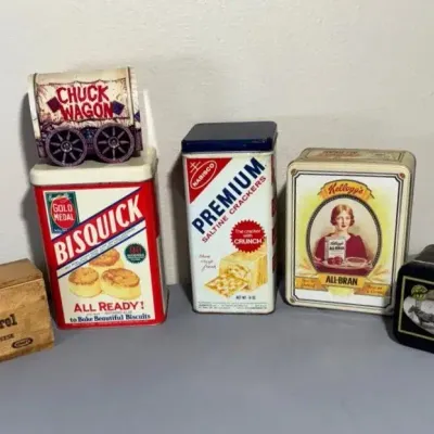 Vintage Cracker & Pantry Container Collection – 6 Pieces
