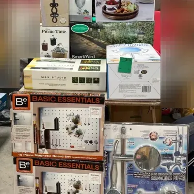 Vanity Mirror, Garden Solar Lights, And Shower Head Combo Package 