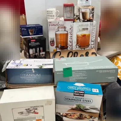 Pans, Coffee Mugs, Beverage Dispensers
