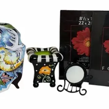 Whimsical Art Glass Vase & Picture Frame Collection