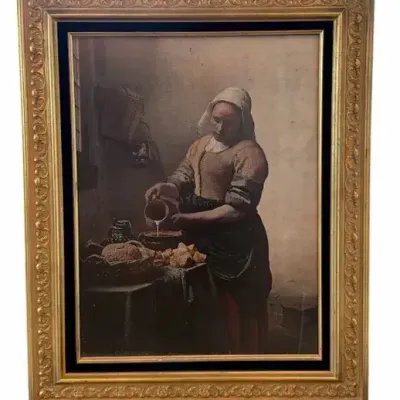 Johannes Vermeer “The Milkmaid” Framed Art Print