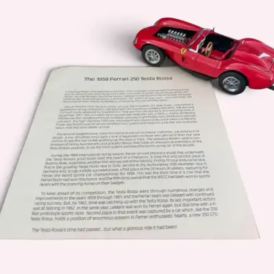 1958 Ferrari 250 Testa Rossa Red Die-Cast Danbury Mind Model Car with Certificate Of Title