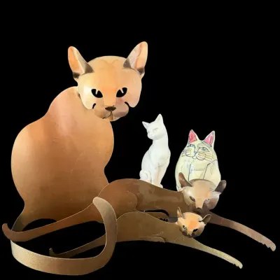 Metal Cat Sculpture & Figurines