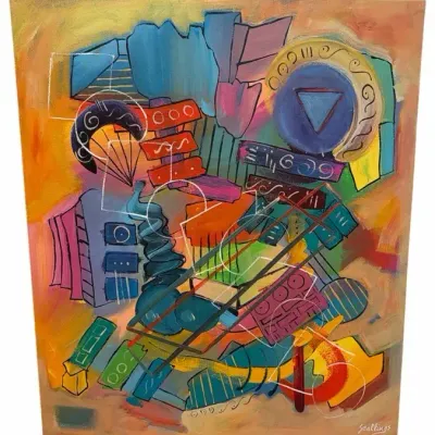 Jim Stallings Signed "Jazz Soul" Abstract Acrylic On Canvas, 36x42, COA