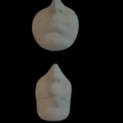 Set of 4 White Ceramic Sculptural Face Wall Hangings – Surrealist Art  Set of four white ceramic scu