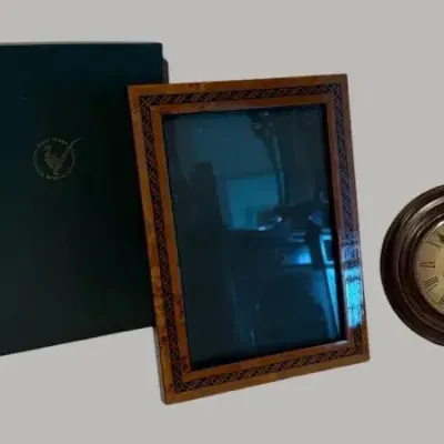 Traditional Wood Picture Frame & Wall Clock