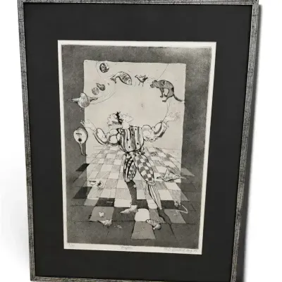 Signed Limited Edition Figurative Art Etching “Progress” 5/10 Print 