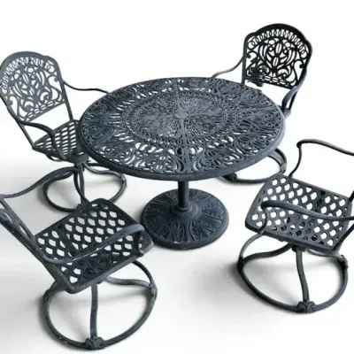 Woodard 5-Piece Outdoor Patio Dining Set with 4 Swivel Rocker Chairs