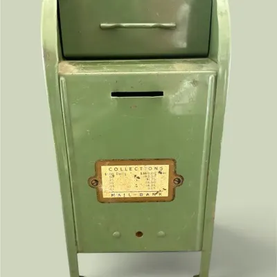Vintage Green Metal Collections Mail-Bank