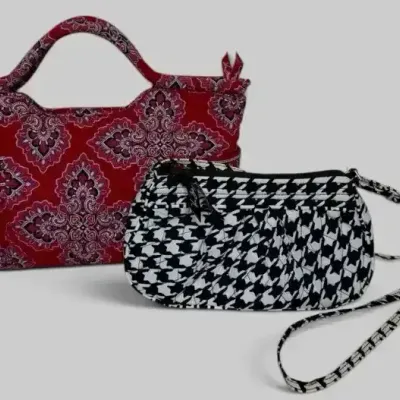 Vera Bradley Quilted Handbag & Crossbody Purse Set – Red Medallion & Black White