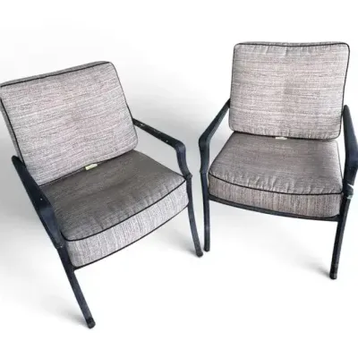 Pair of Cushioned Outdoor Patio Armchairs