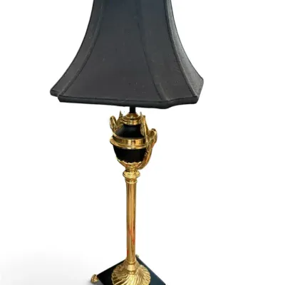 Neoclassical Brass & Black Urn Lamp