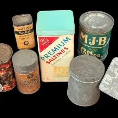 Vintage Advertising Food & Spice Tins – MJB Coffee, Lipton Tea, Watkins, Clabber Girl & Nabisco  Col