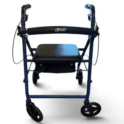 Drive Medical Blue Rollator Walker with Padded Seat & Storage Bag