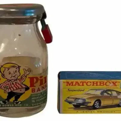 Vintage Alf’s-Pig Coin Bank & Matchbox No. 56 Collectible
