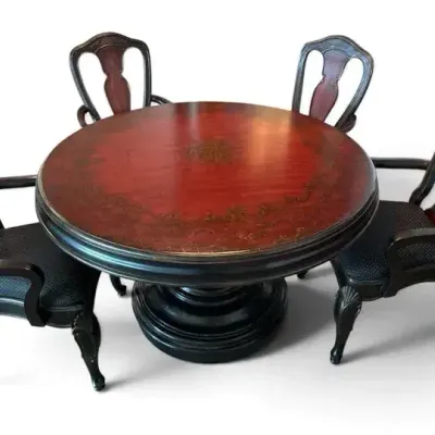 Round Hand-Painted Pedestal Dining Table 