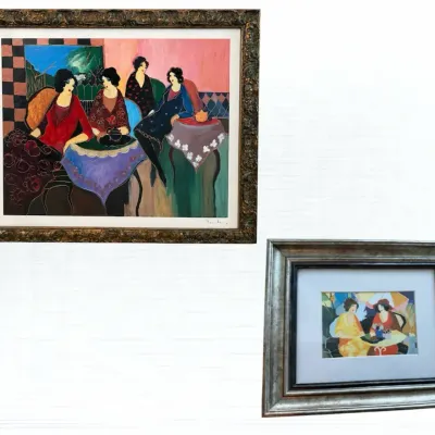 Itzchak Tarkay Signed Framed Figurative Art and Framed Colorful Figurative Art