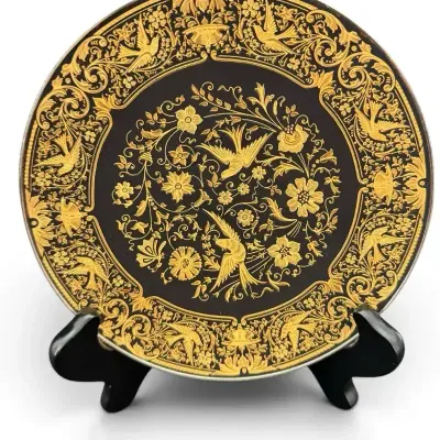 Spanish El Corte Inglés Black & Gold Decorative Bird & Floral Plate