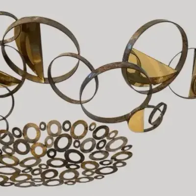 Contemporary Gold-Tone Metal Wall Art & Decorative Tray