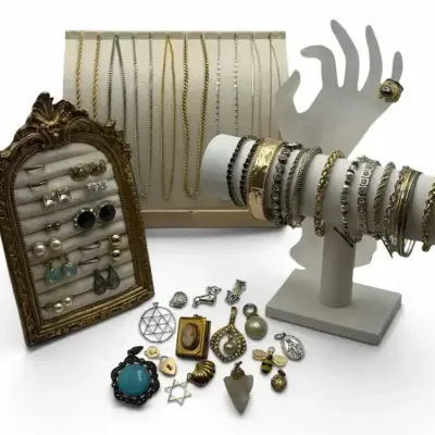 Mixed Vintage Costume Jewelry Collection – Chains, Bracelets, Earrings, Charms & Gold-Filled Piece  