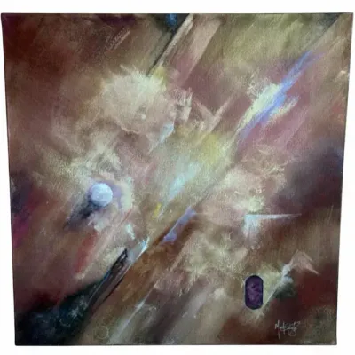 Signed "Into the Light" Abstract Cosmic Painting Signed by Gary Markowitz
