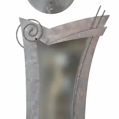 Contemporary Sculptural Metal Wall Mirror & Clock Set