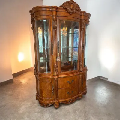 Ornate Curved Glass Display China Cabinet 